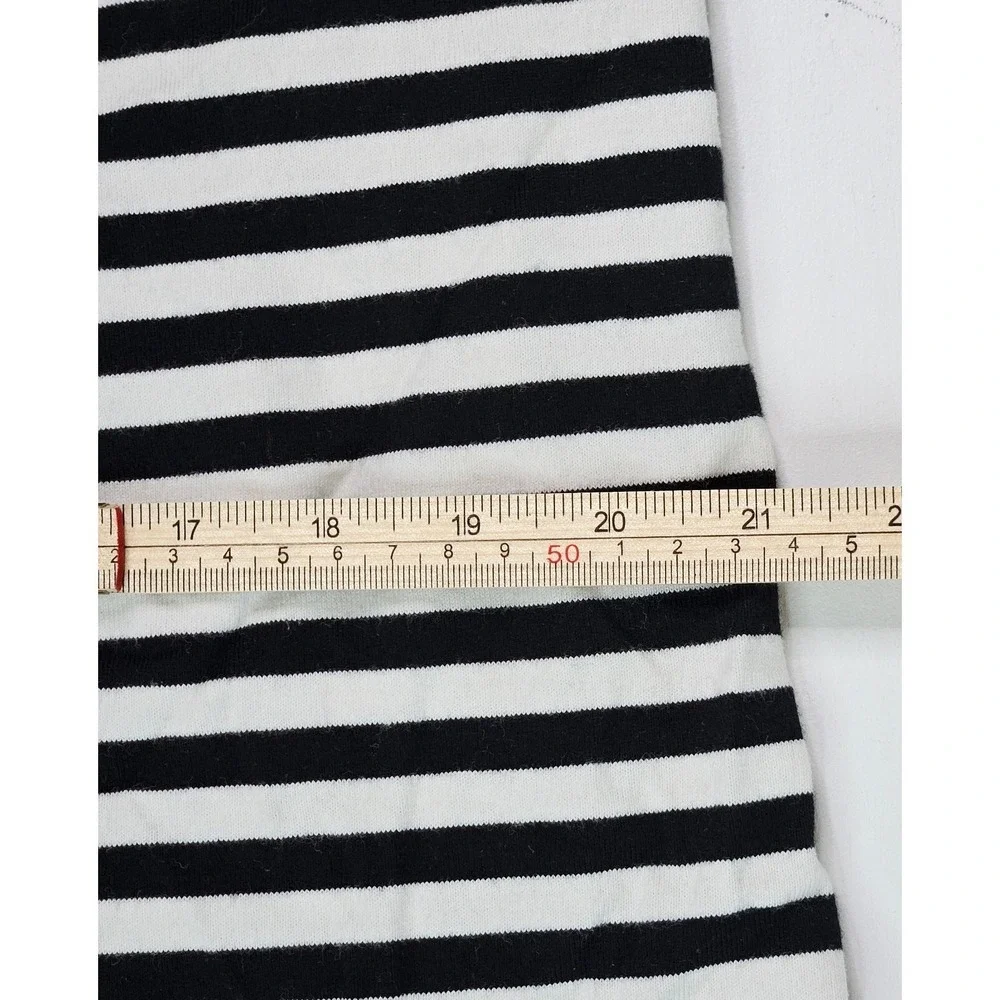 Kate Spade Stripe Off‎ the Shoulder Dress Women L Black White Ruffle Cotton H317